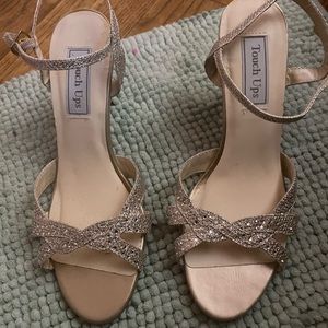 Dressy heeled, strapped sandals